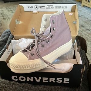Converse High-Top Sneakers in Lavender and White